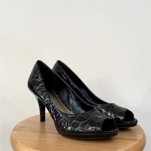 Alex Marie Navy Peep-Toe Heels